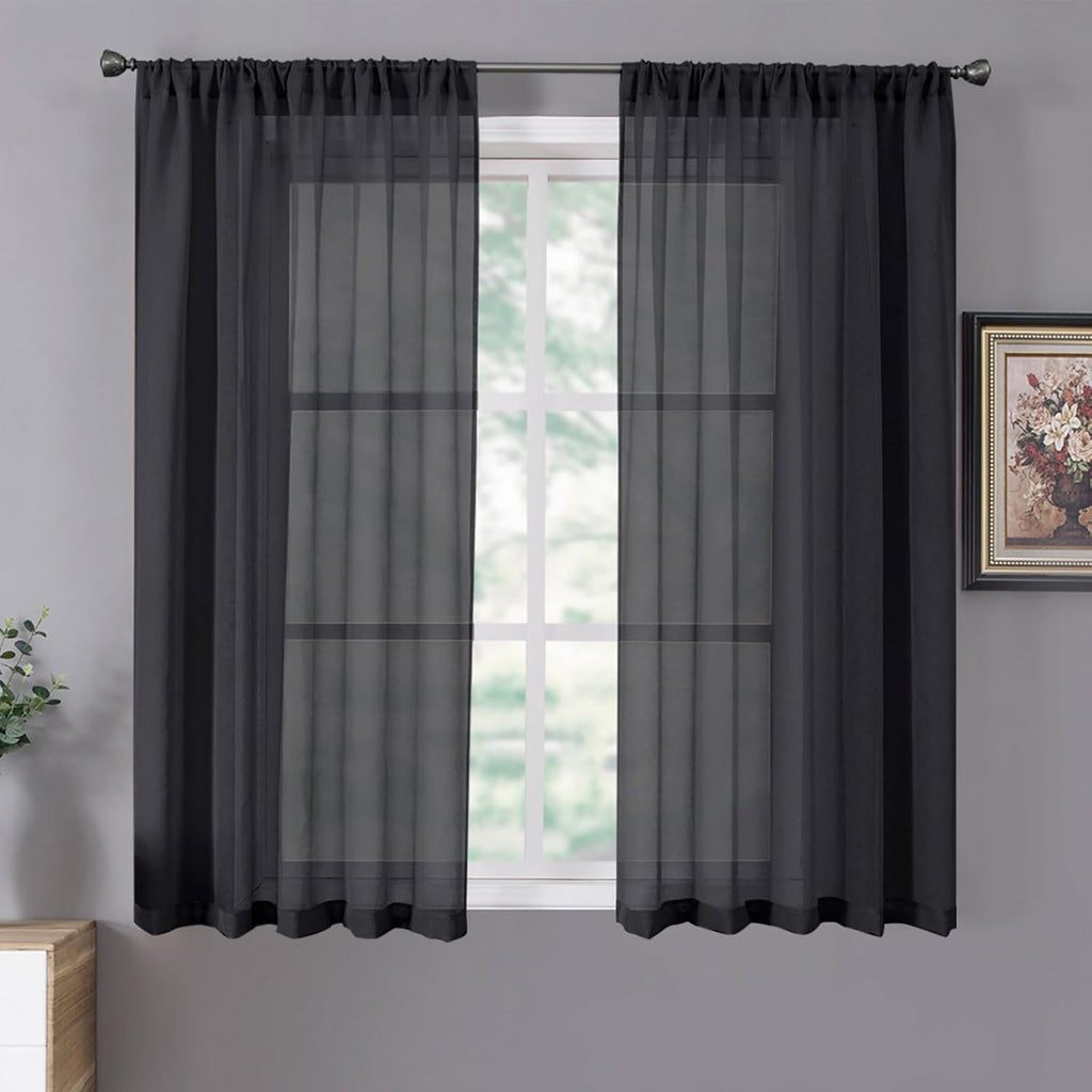 White Linen Sheer Curtain Panels