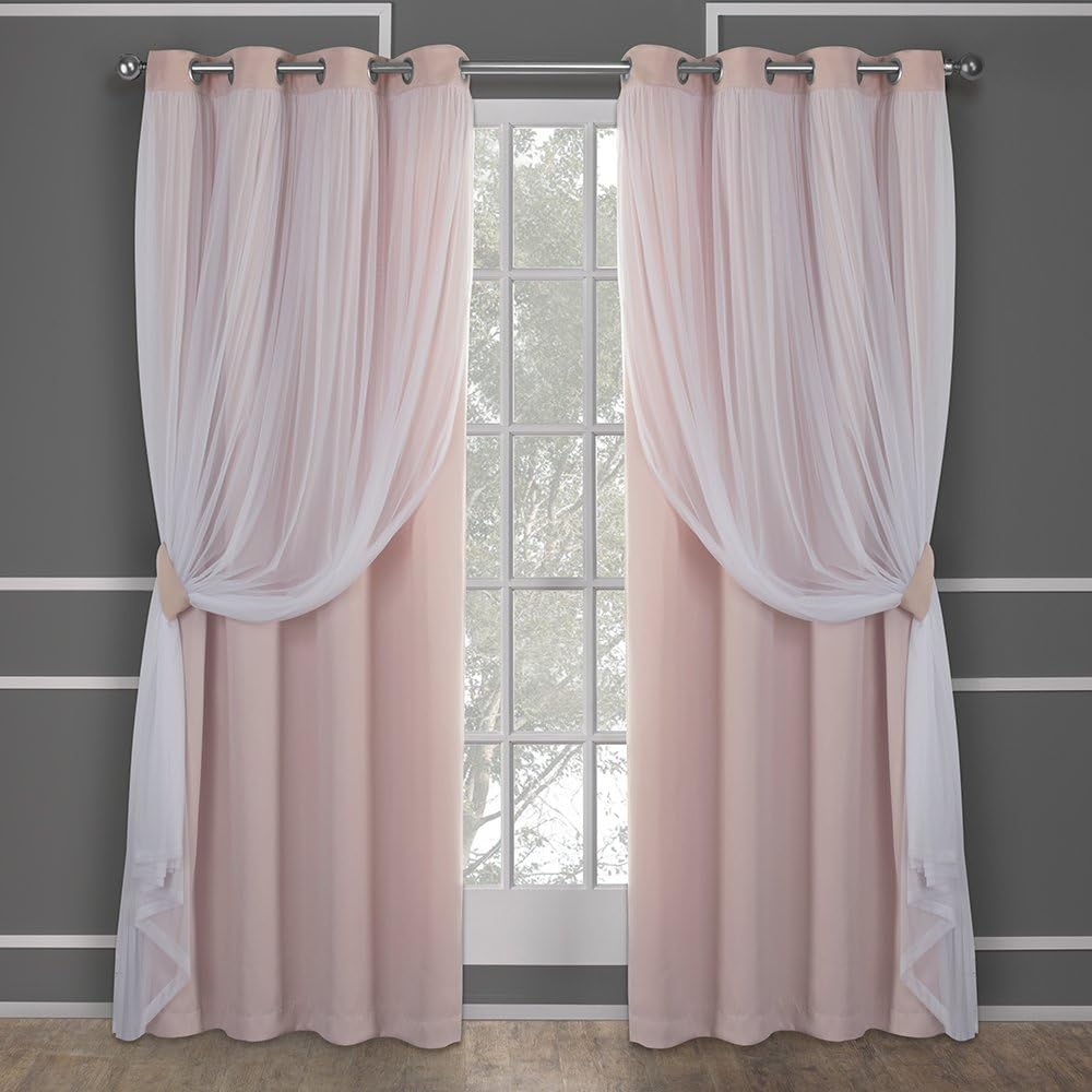 Rose Blush Layered Blackout Curtains