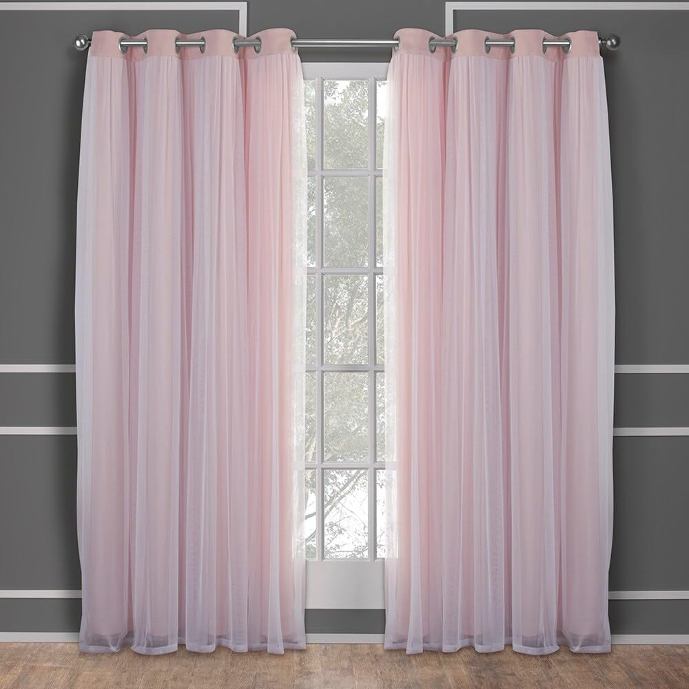 Rose Blush Layered Blackout Curtains