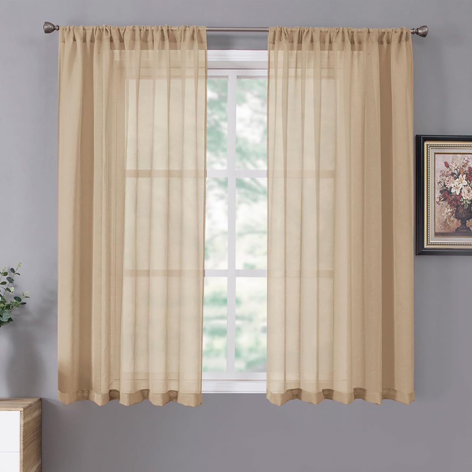 White Linen Sheer Curtain Panels