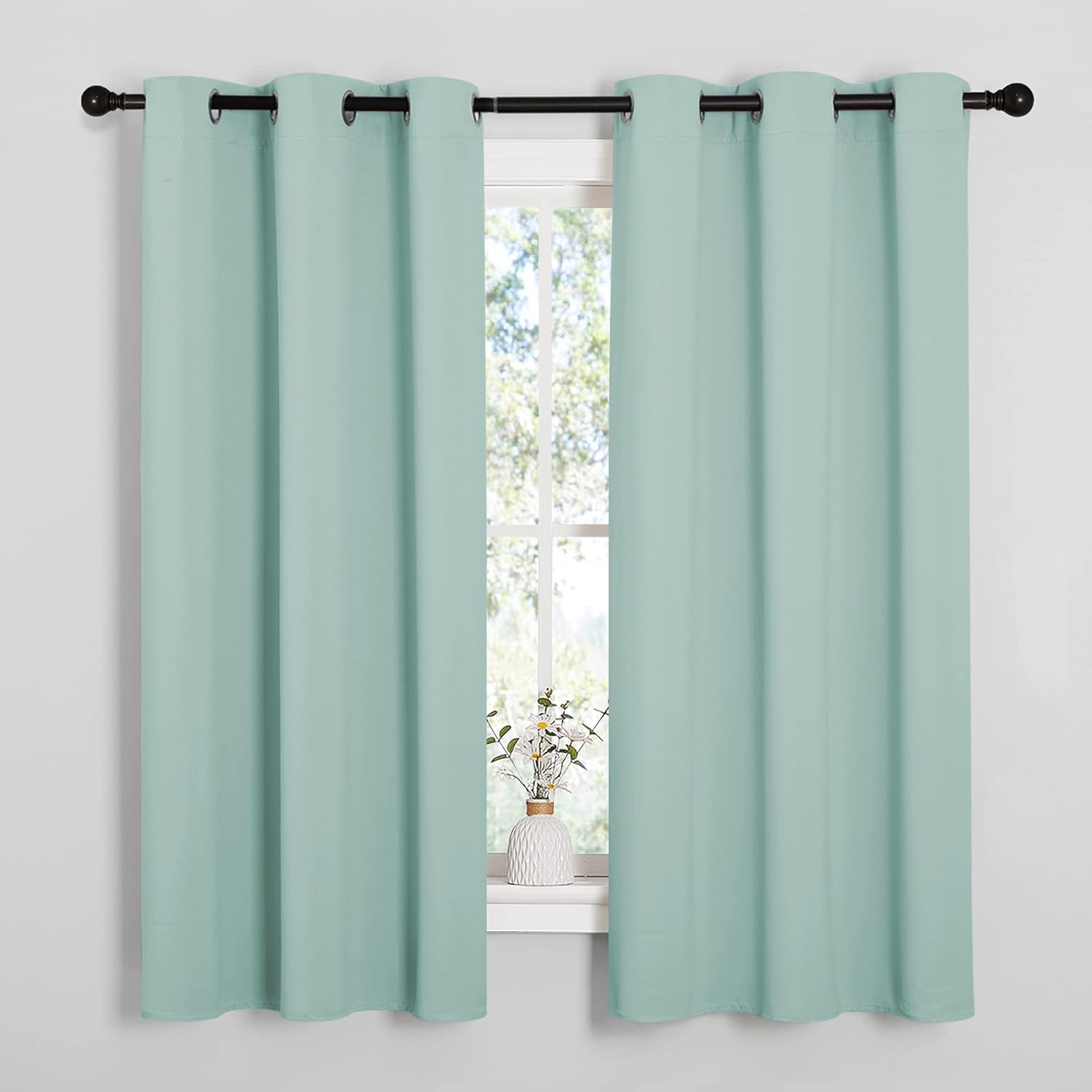Aqua Room Darkening Curtains