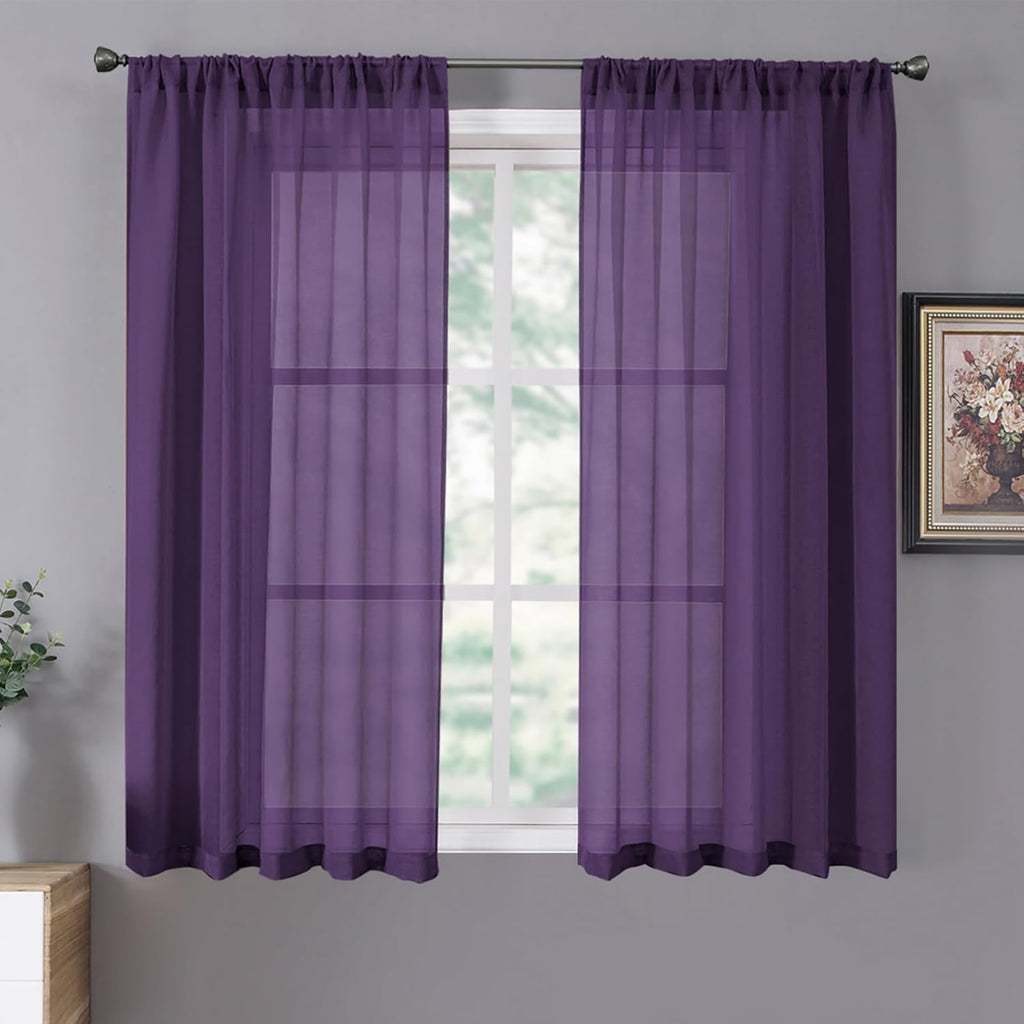 White Linen Sheer Curtain Panels