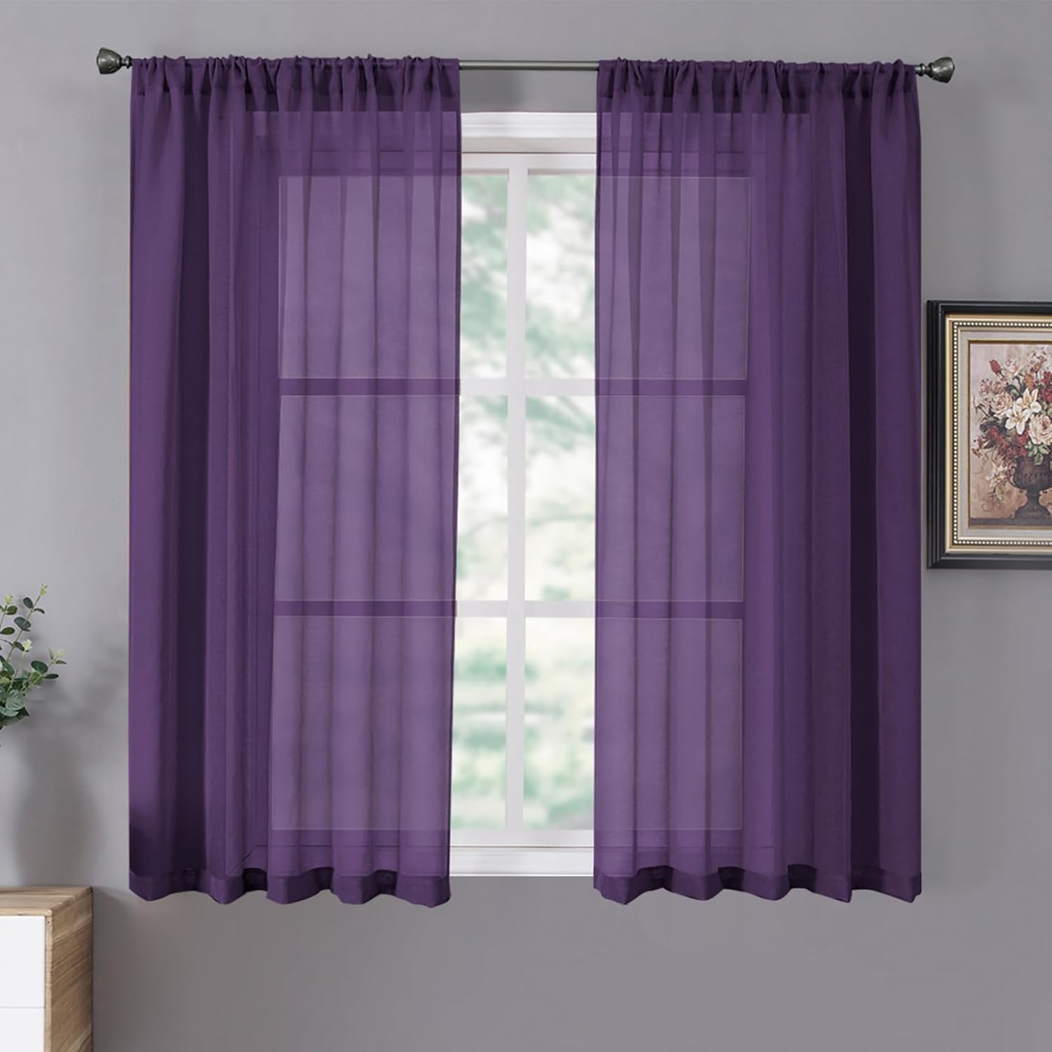 White Linen Sheer Curtain Panels