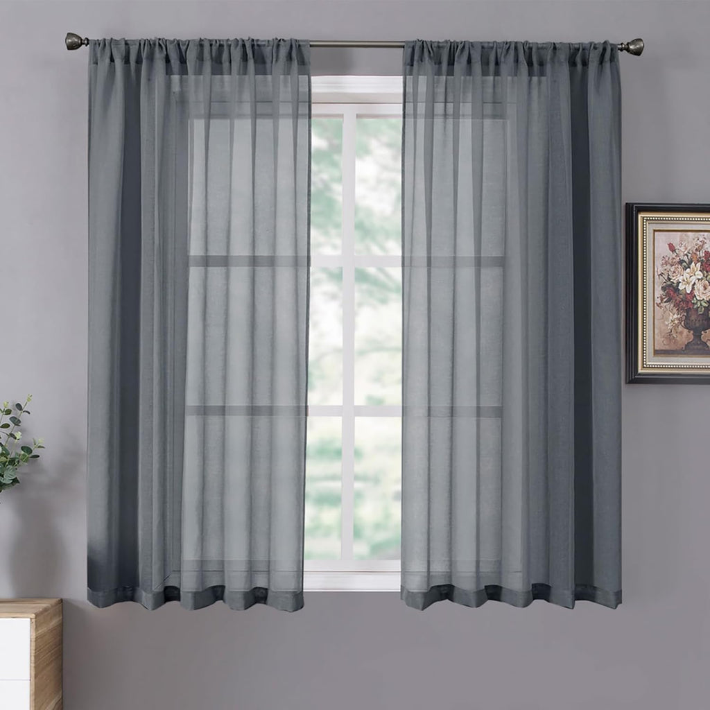 White Linen Sheer Curtain Panels