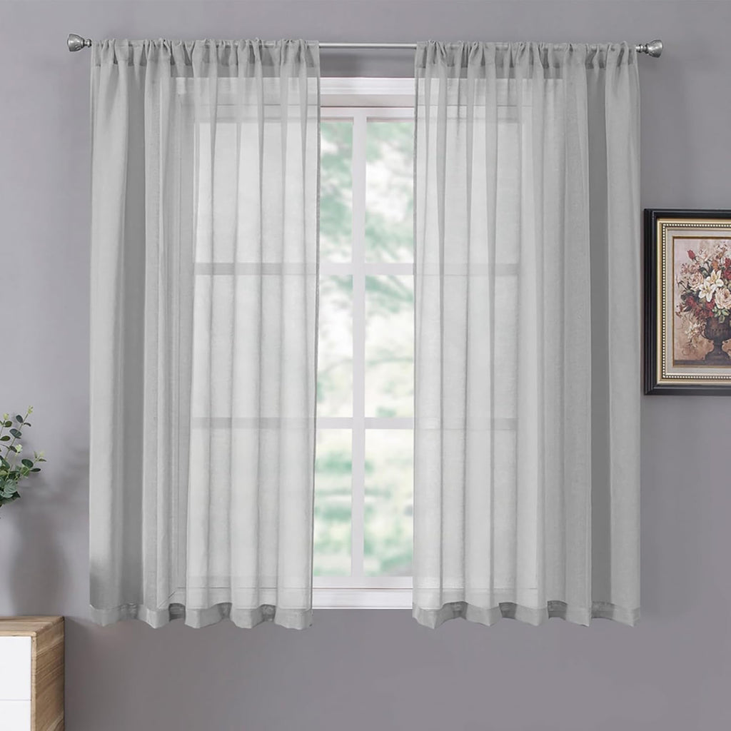 White Linen Sheer Curtain Panels