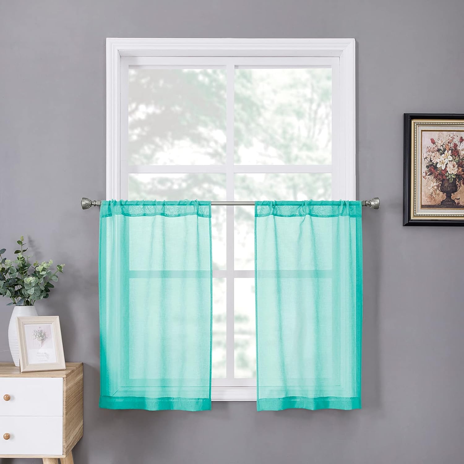 White Linen Sheer Curtain Panels