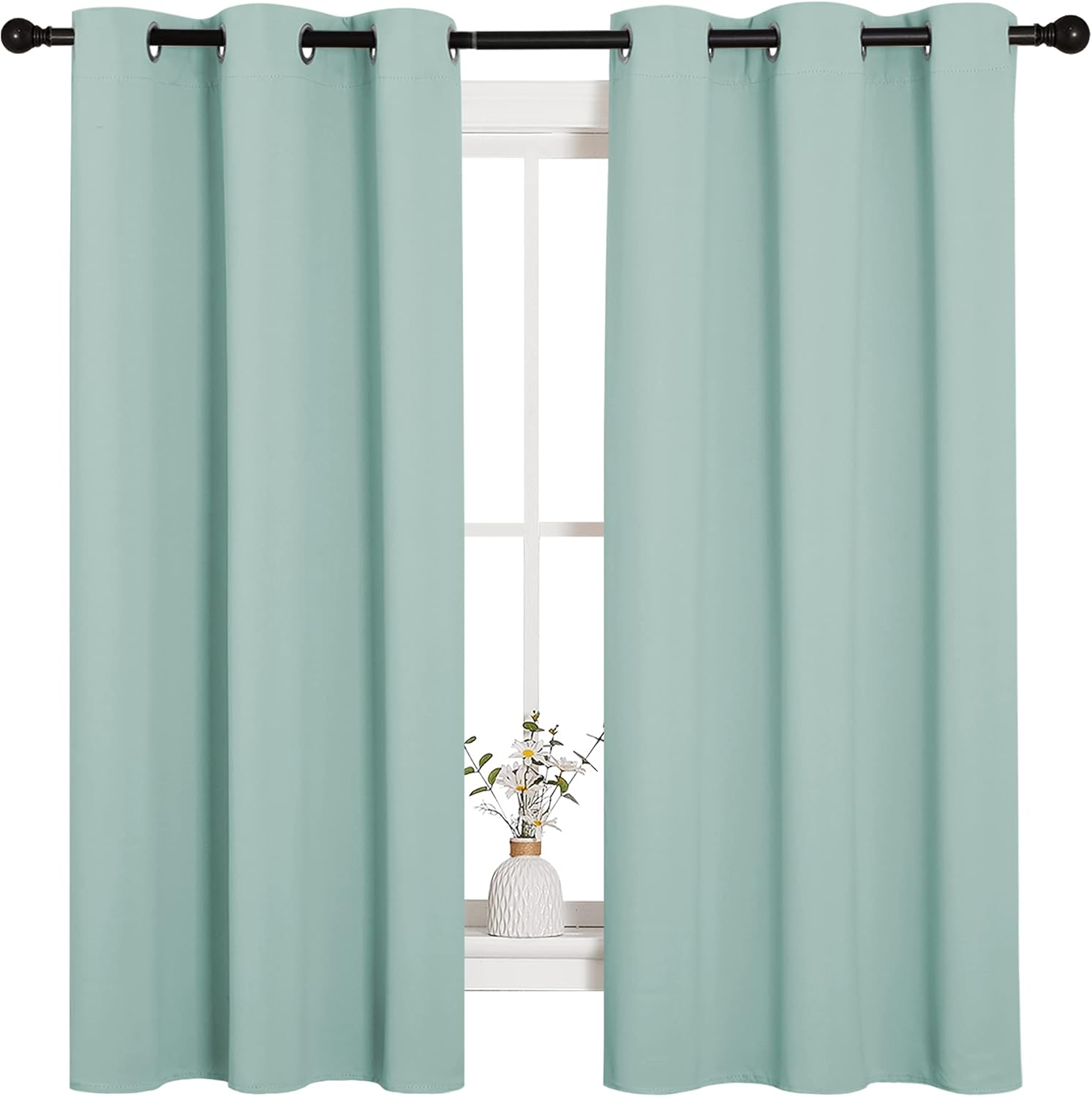 Aqua Room Darkening Curtains