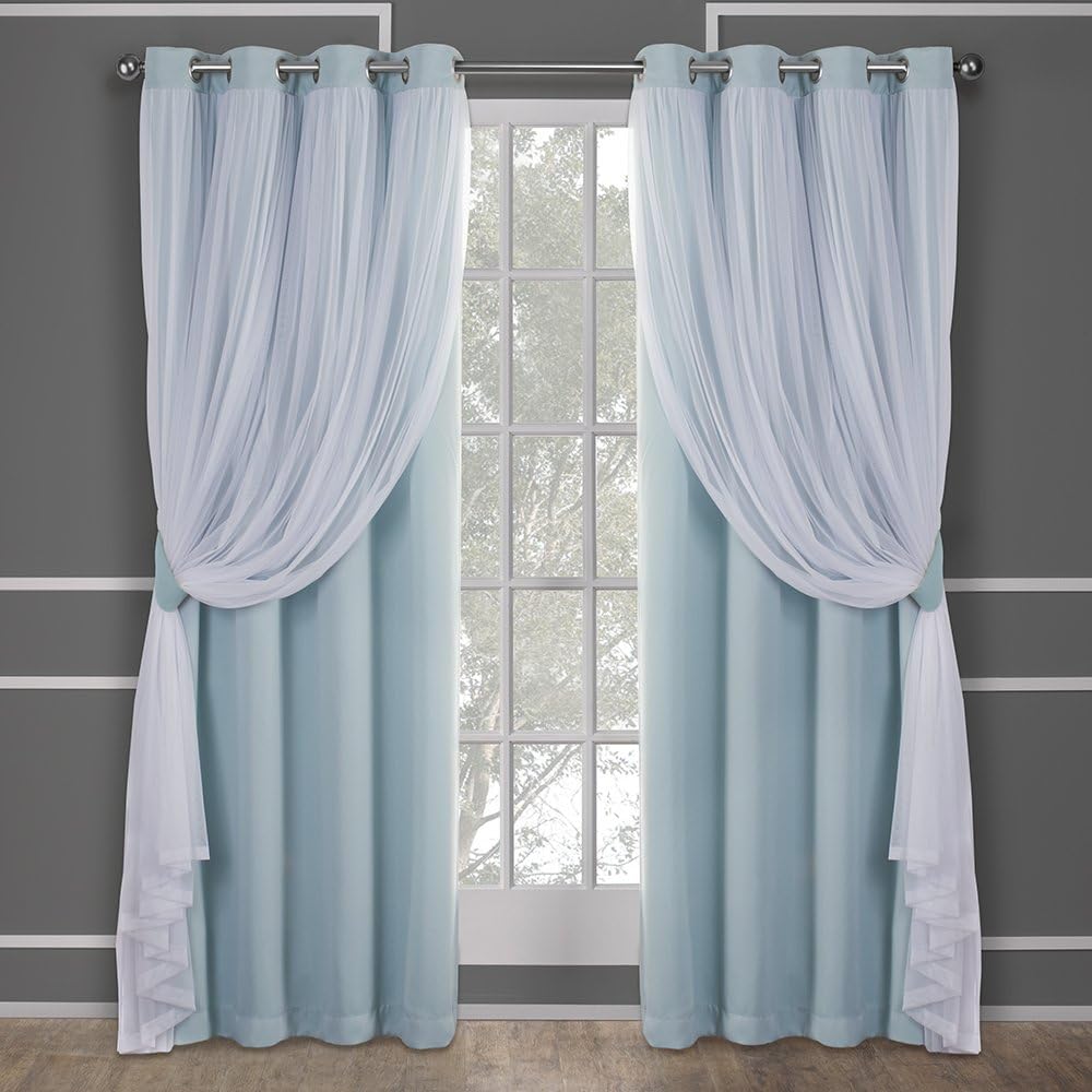 Rose Blush Layered Blackout Curtains