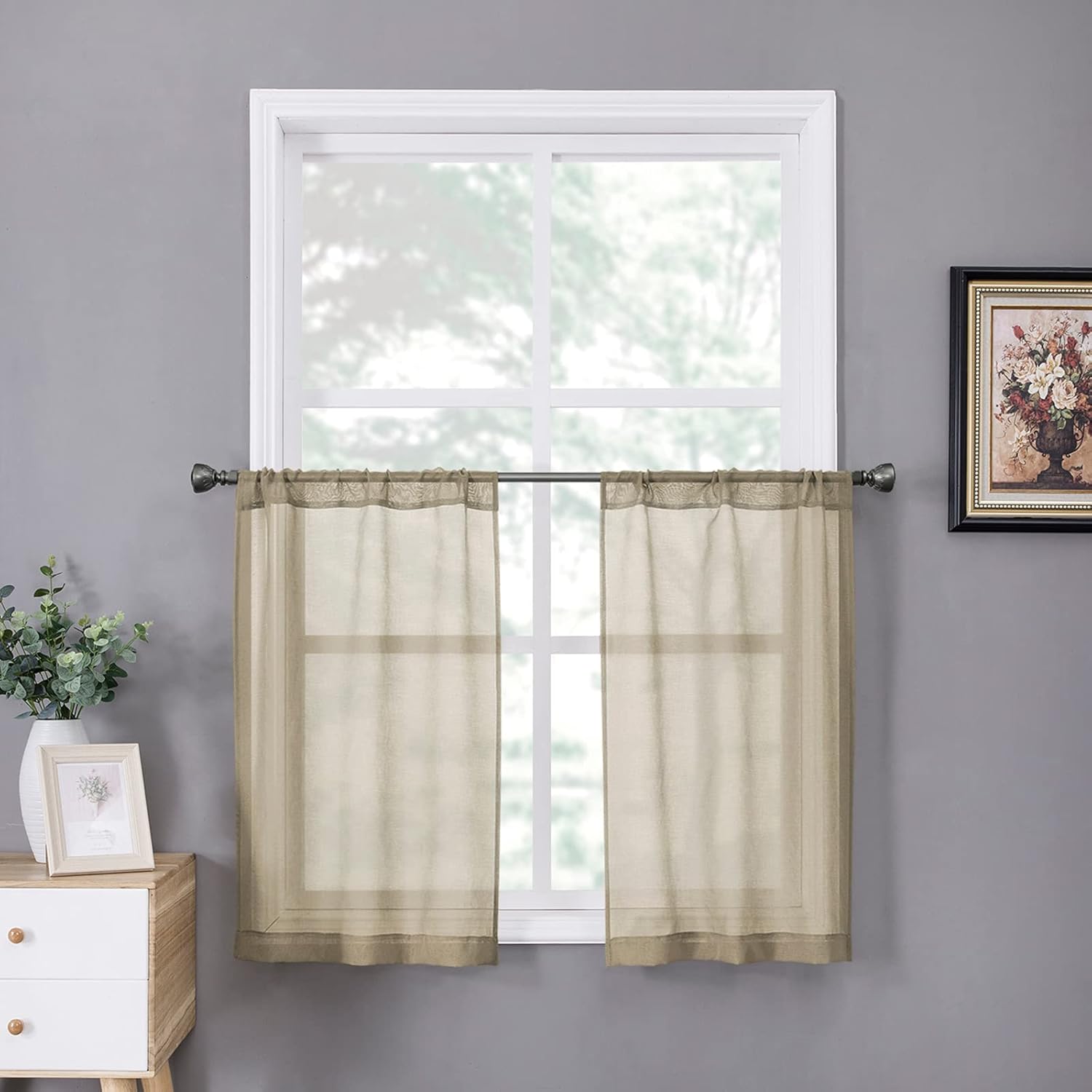 White Linen Sheer Curtain Panels