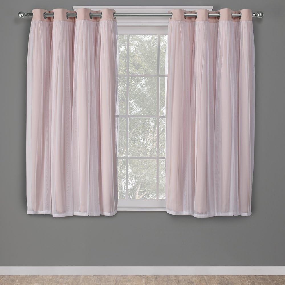Rose Blush Layered Blackout Curtains