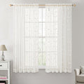 Beige Embroidered Sheer Curtain Panels