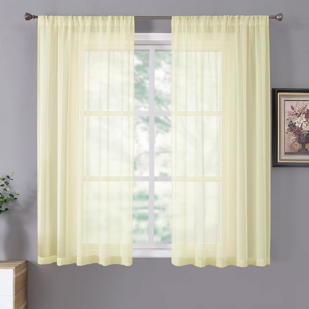 White Linen Sheer Curtain Panels