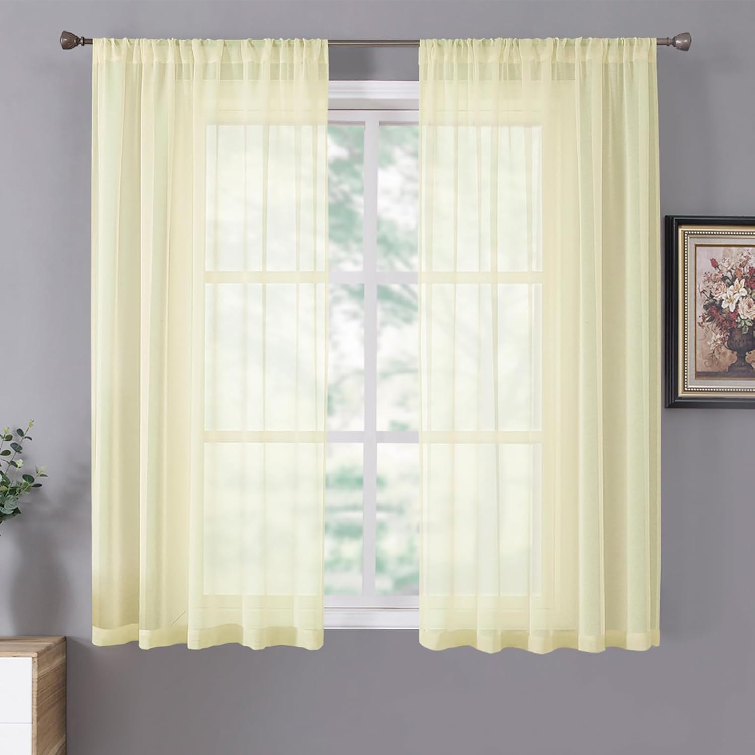 White Linen Sheer Curtain Panels