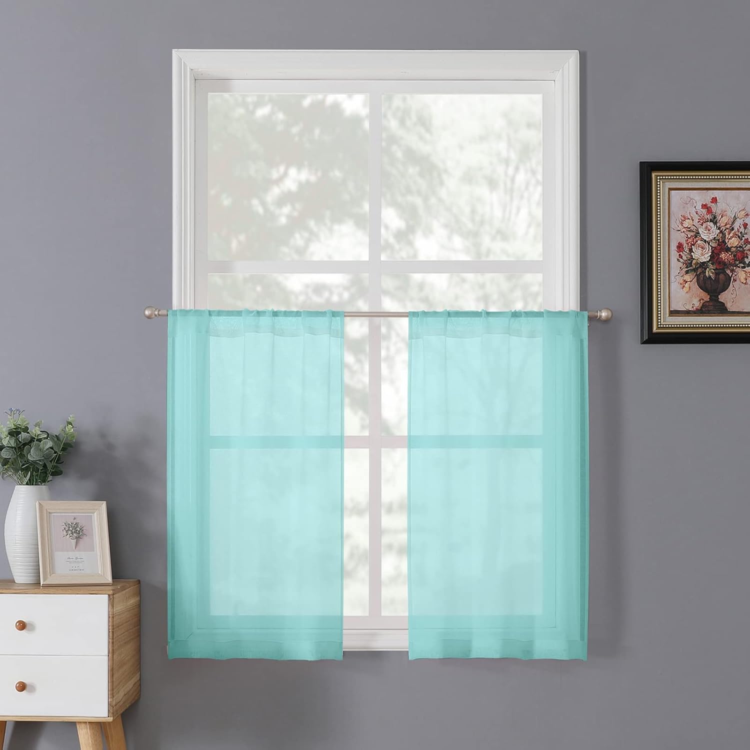 White Linen Sheer Curtain Panels