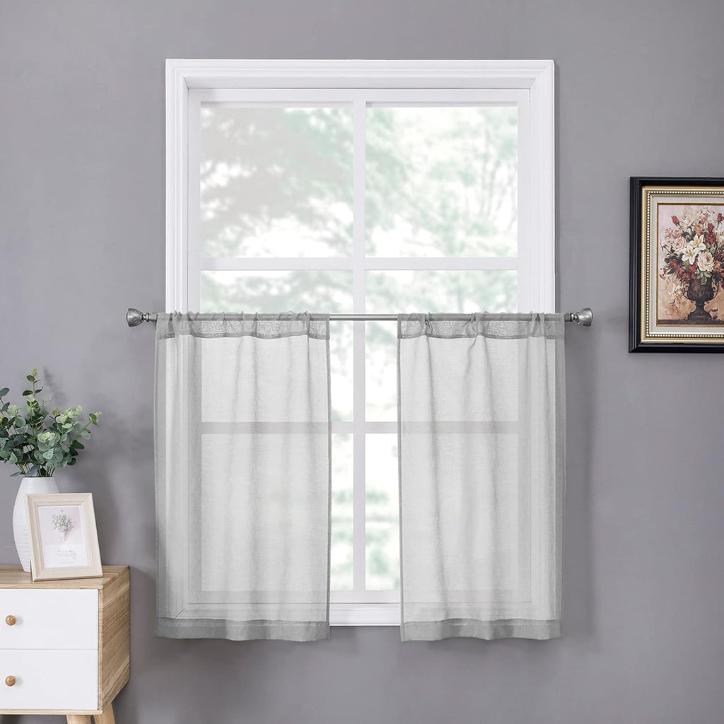 White Linen Sheer Curtain Panels