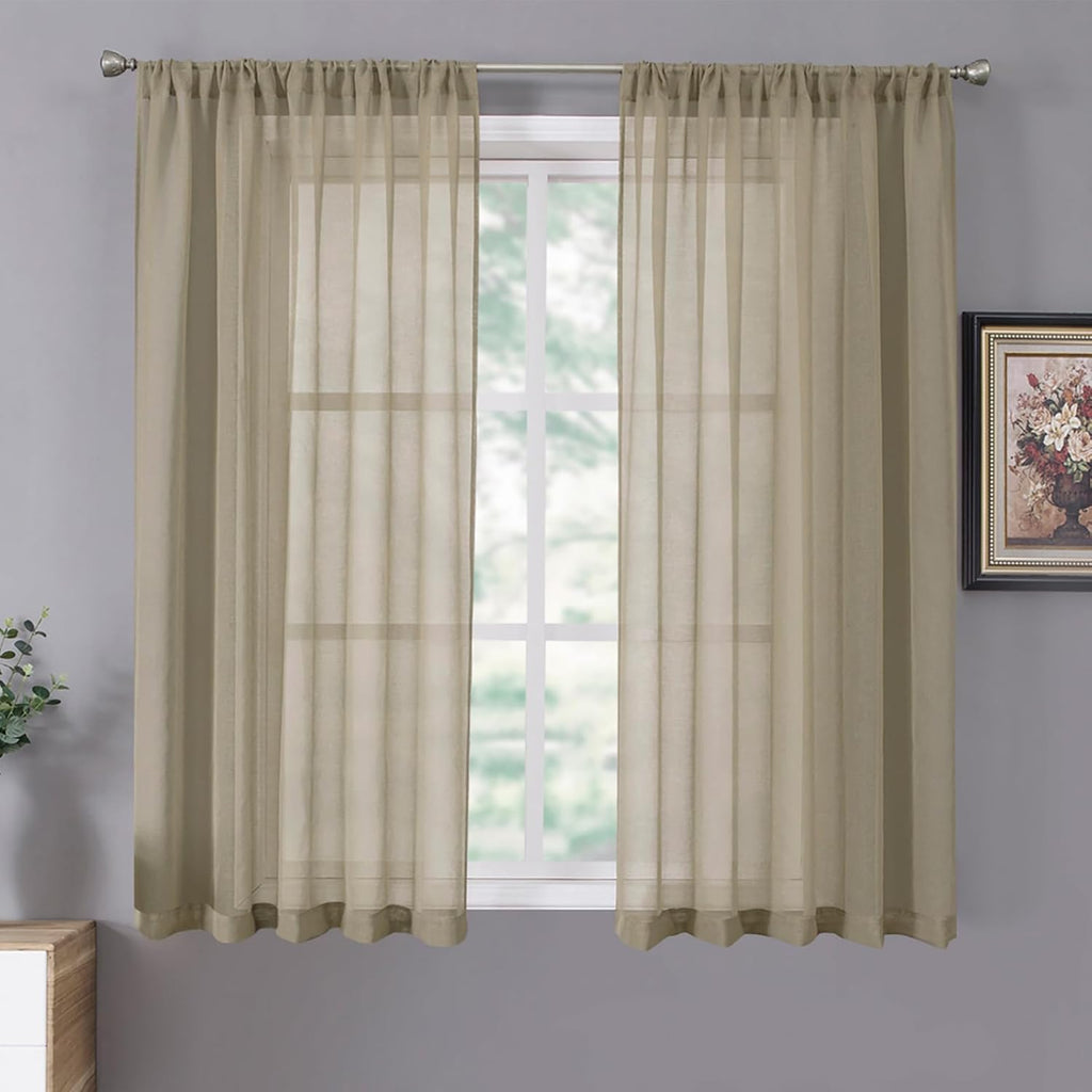 White Linen Sheer Curtain Panels