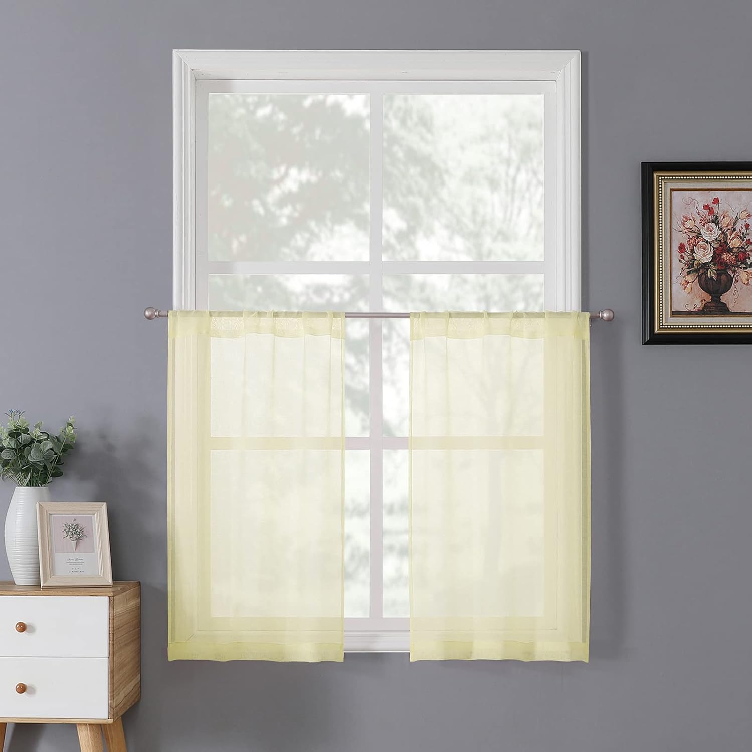 White Linen Sheer Curtain Panels