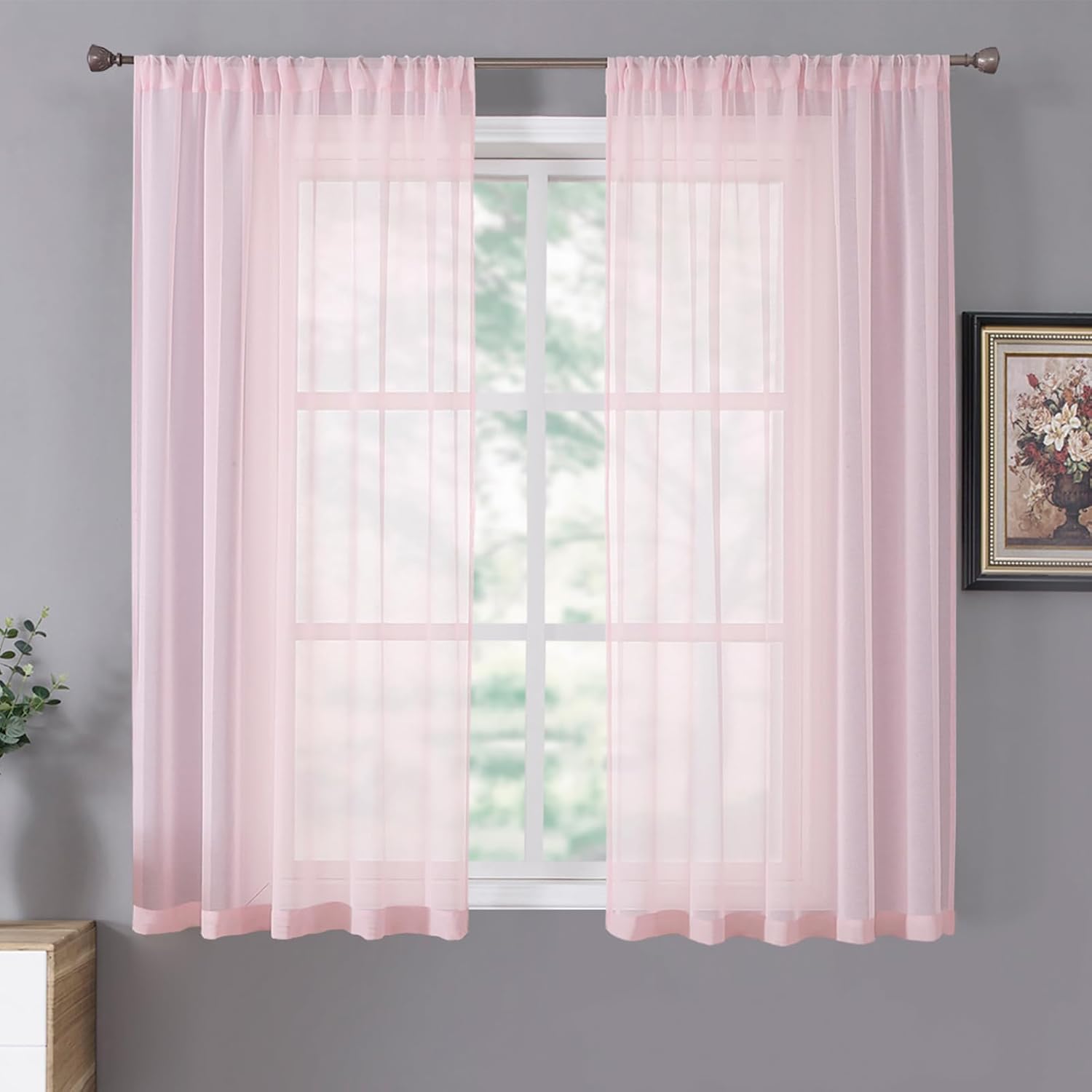 White Linen Sheer Curtain Panels