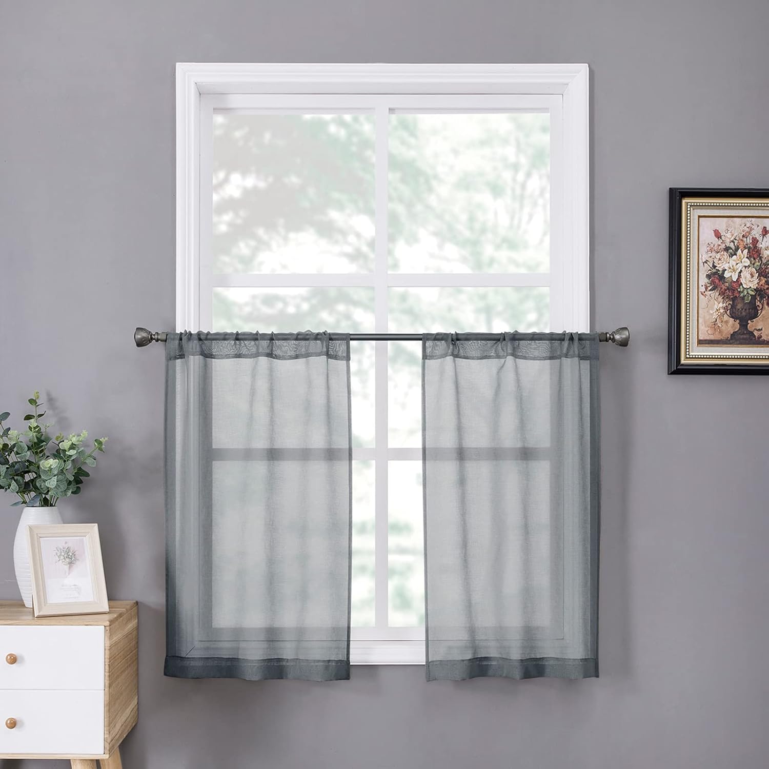 White Linen Sheer Curtain Panels