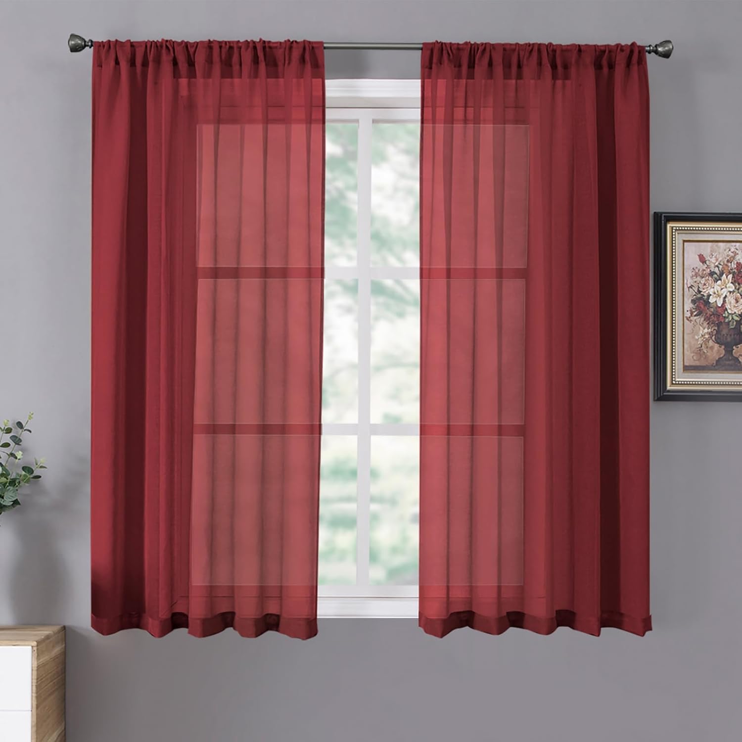White Linen Sheer Curtain Panels