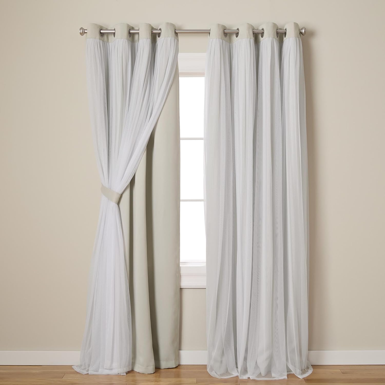 Rose Blush Layered Blackout Curtains