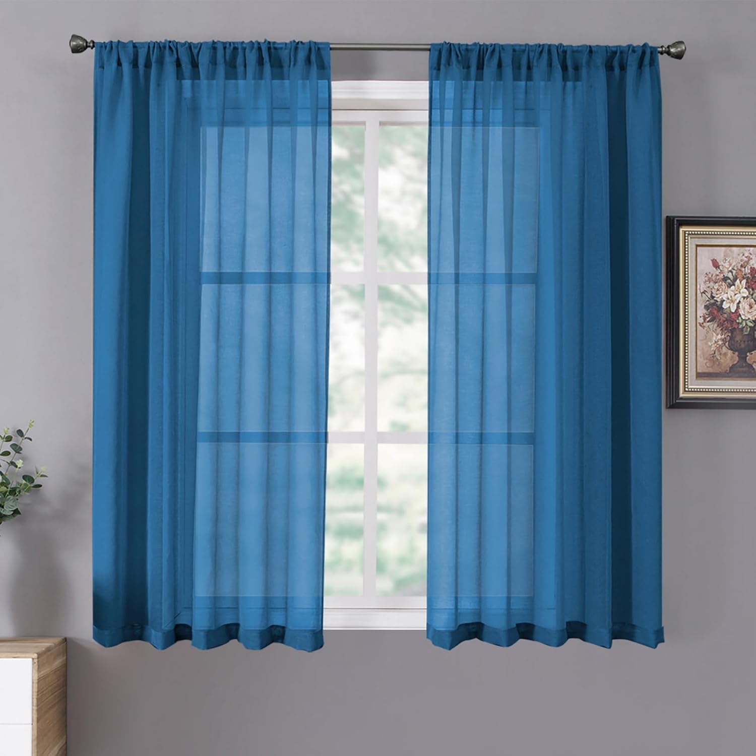 White Linen Sheer Curtain Panels
