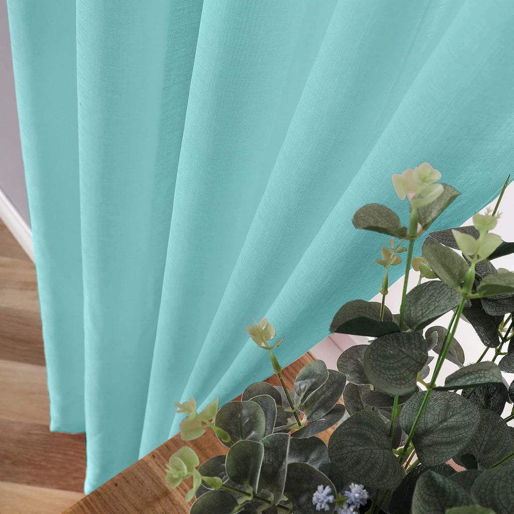 White Linen Sheer Curtain Panels