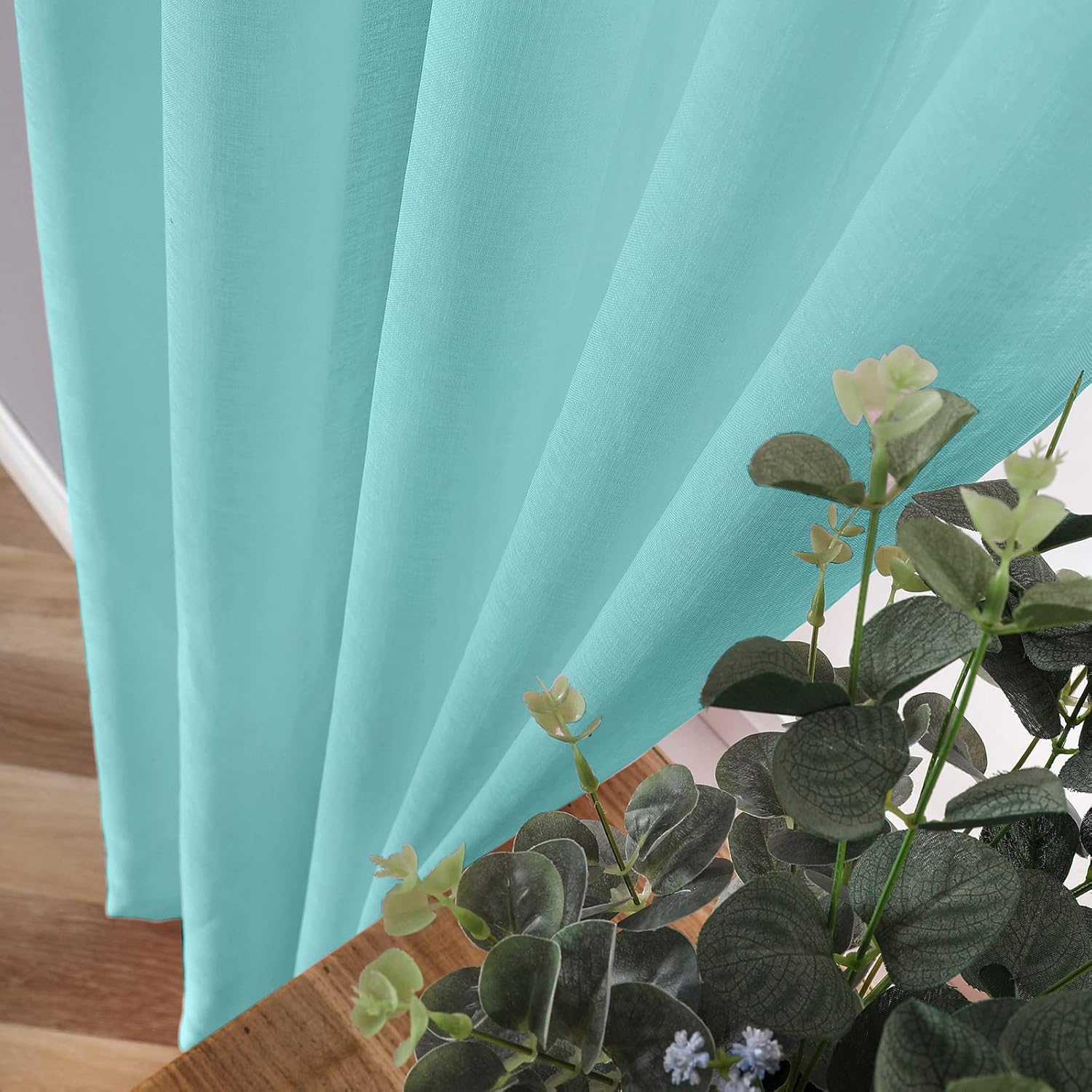 White Linen Sheer Curtain Panels