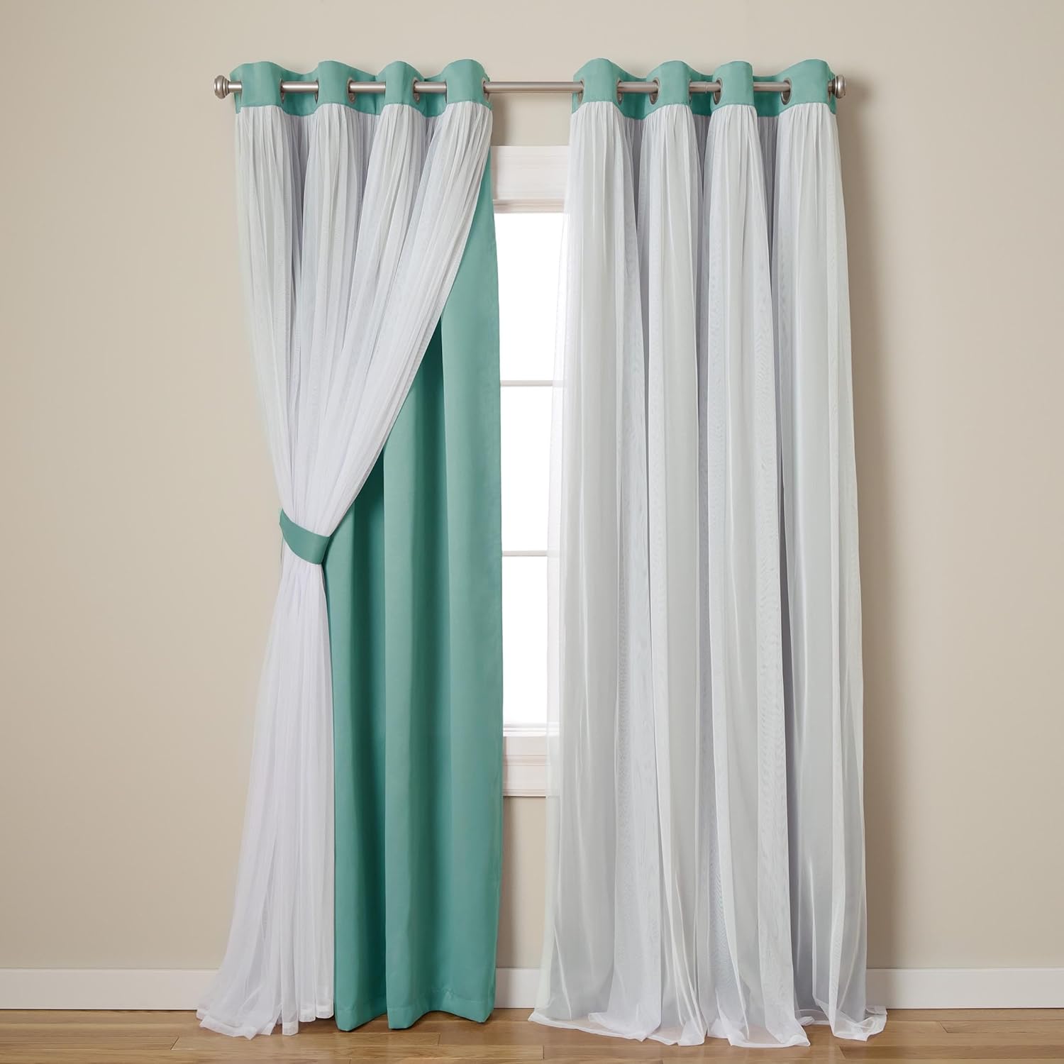 Rose Blush Layered Blackout Curtains