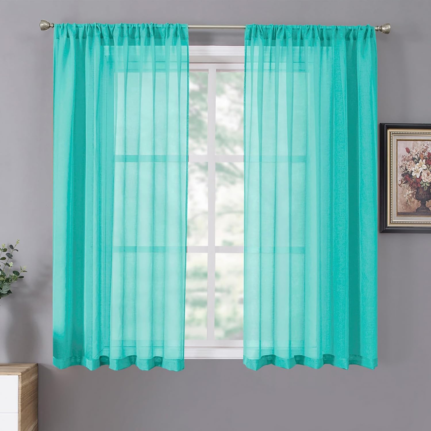 White Linen Sheer Curtain Panels