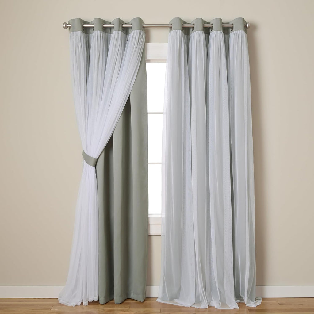 Rose Blush Layered Blackout Curtains