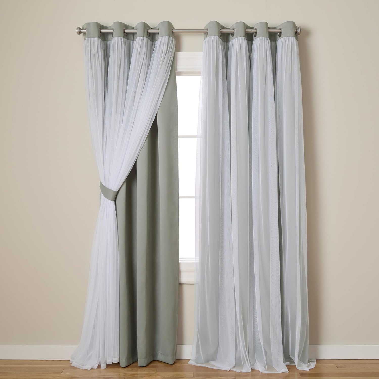Rose Blush Layered Blackout Curtains