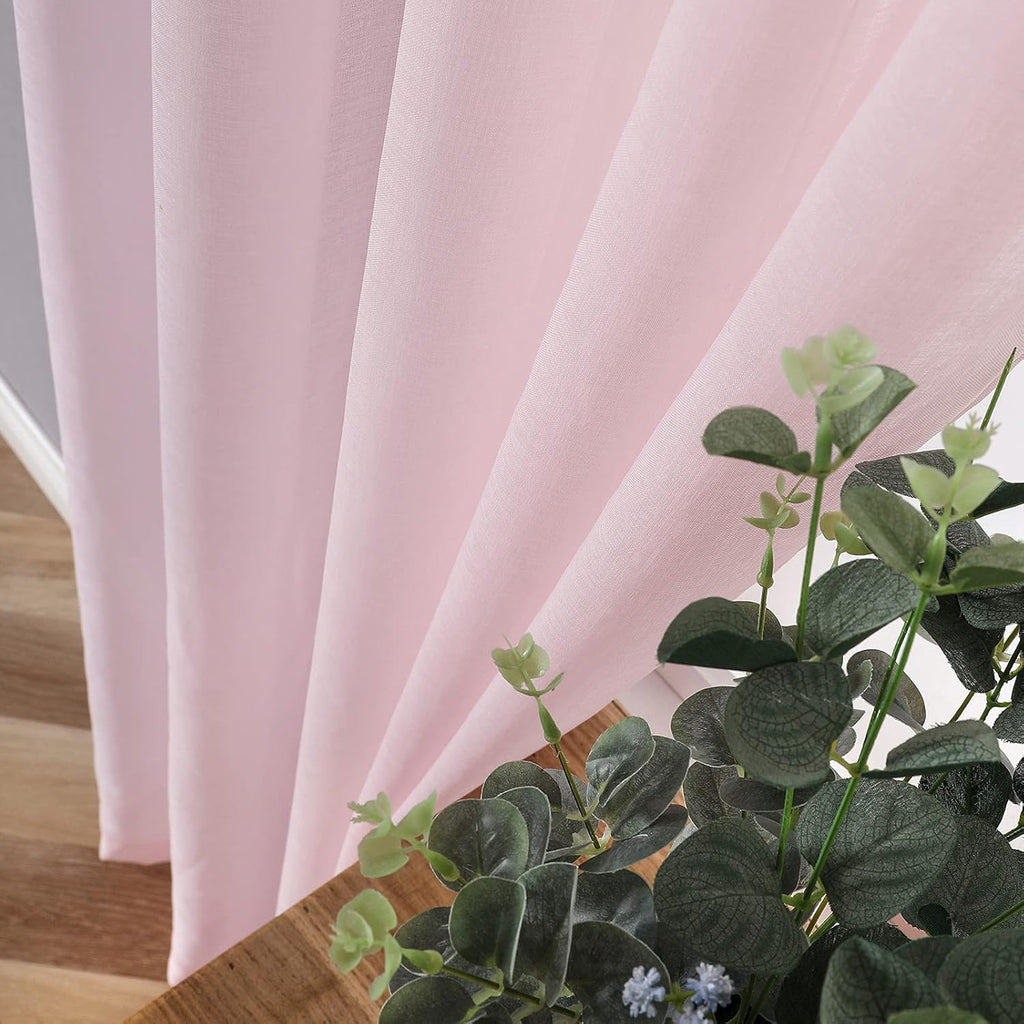White Linen Sheer Curtain Panels