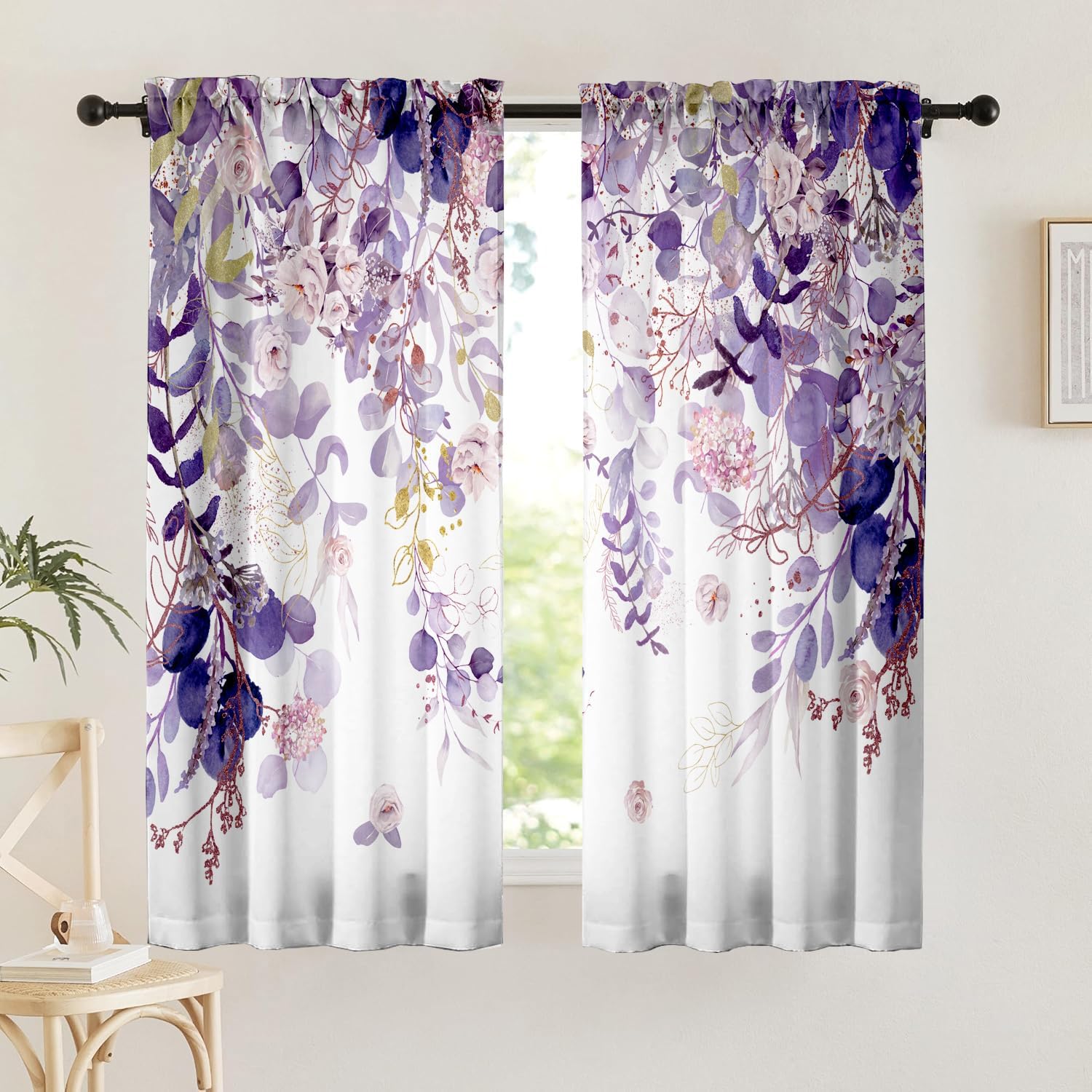 Sage Green Floral Curtain Panels