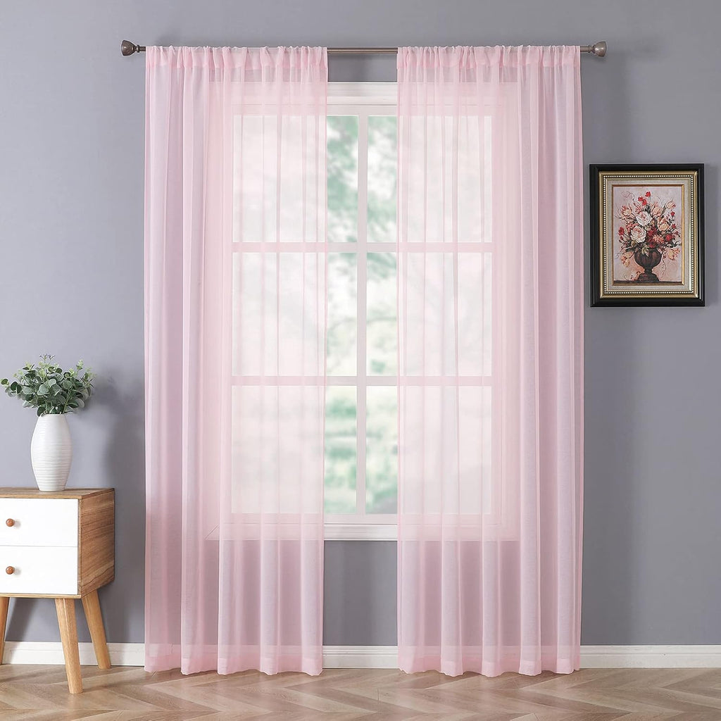 White Linen Sheer Curtain Panels