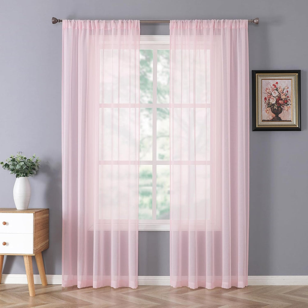 White Linen Sheer Curtain Panels