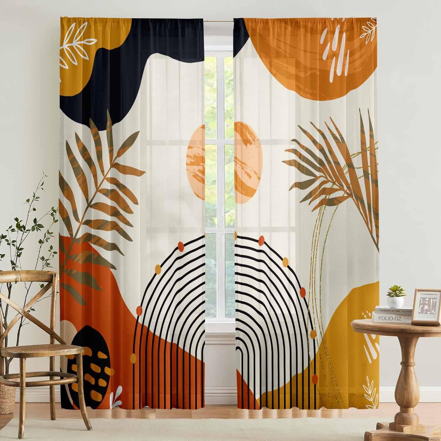 Sage Green Floral Curtain Panels