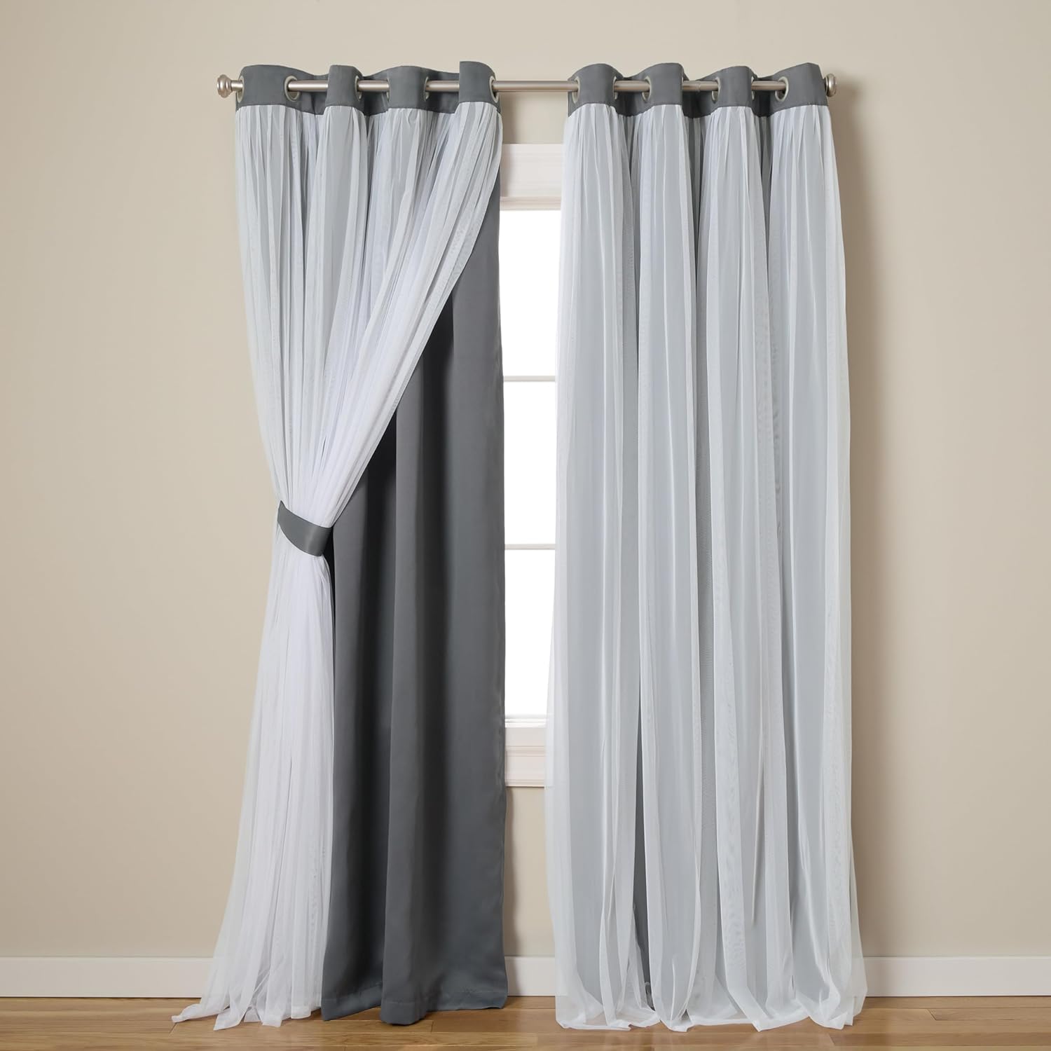 Rose Blush Layered Blackout Curtains