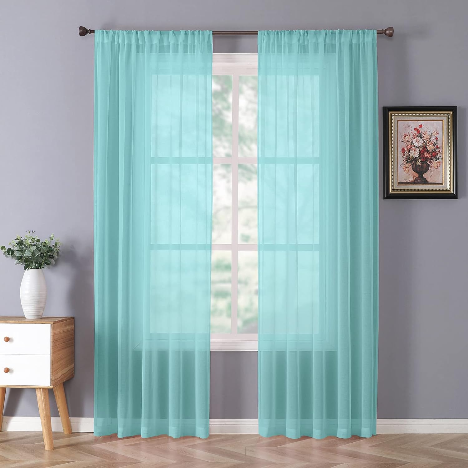 White Linen Sheer Curtain Panels