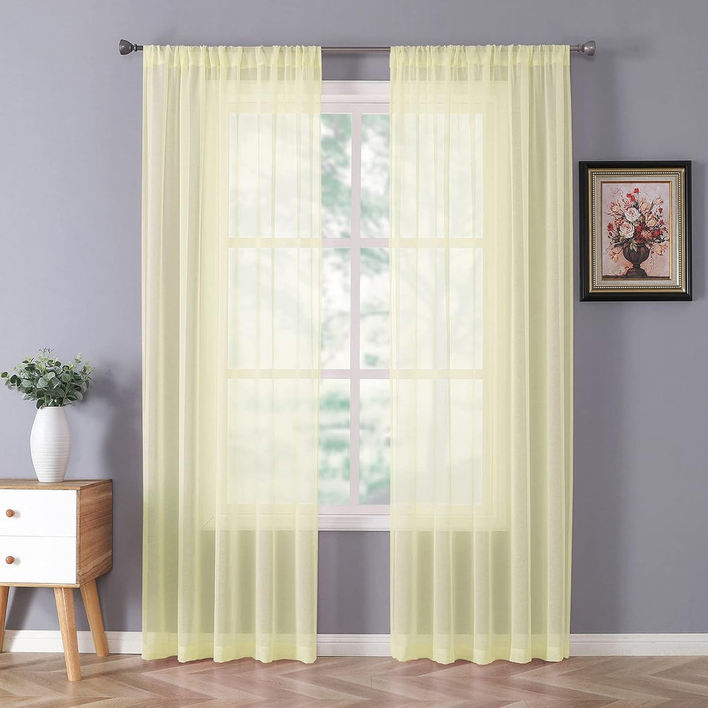 White Linen Sheer Curtain Panels