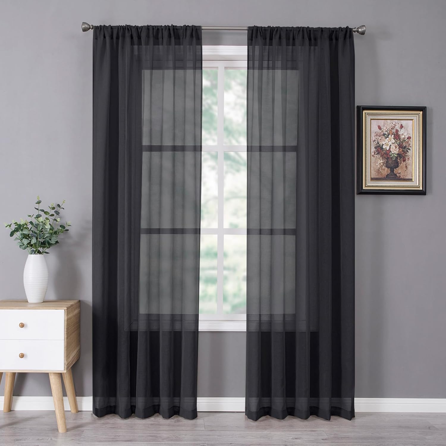 White Linen Sheer Curtain Panels