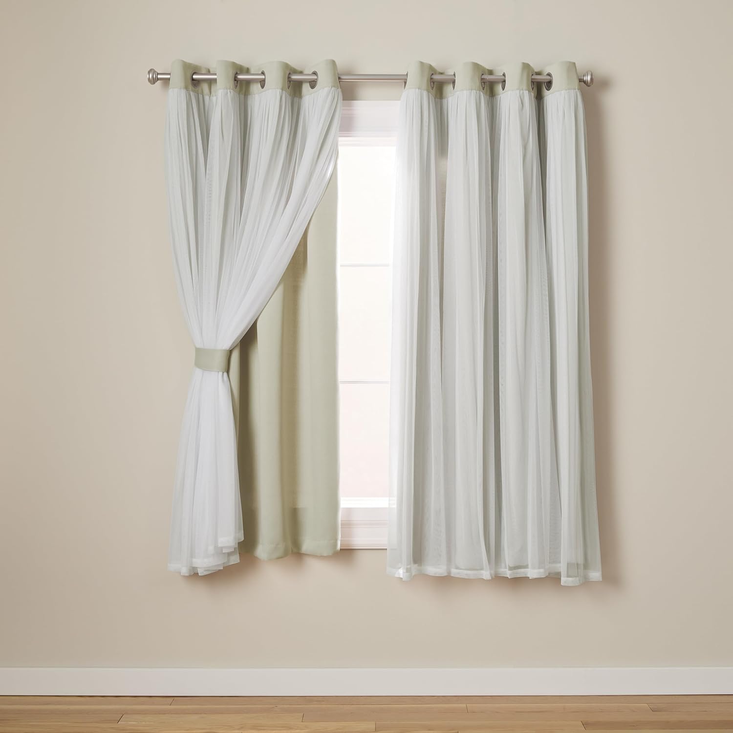 Rose Blush Layered Blackout Curtains