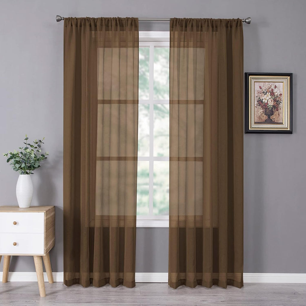 White Linen Sheer Curtain Panels