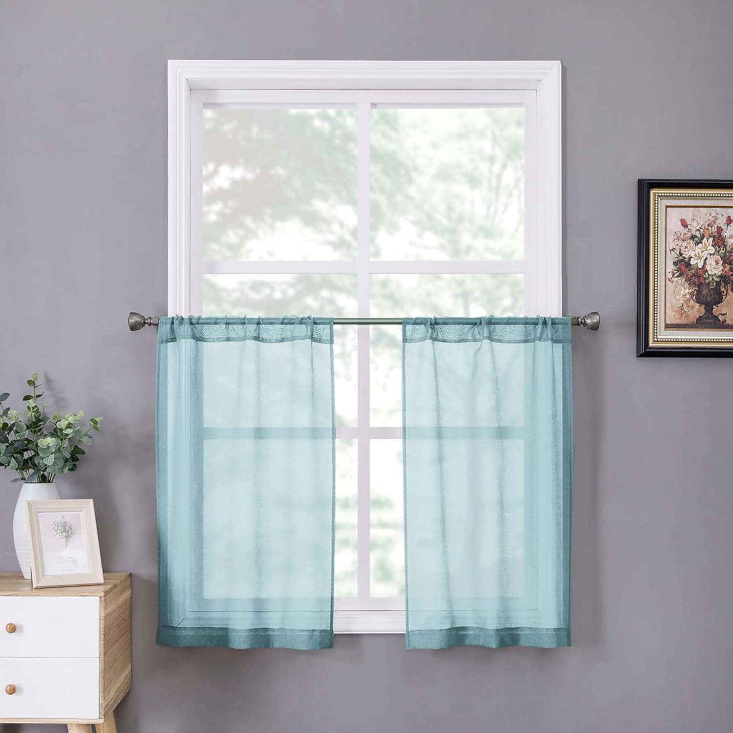 White Linen Sheer Curtain Panels