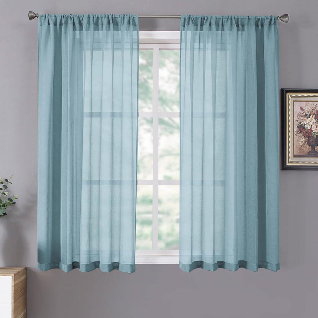 White Linen Sheer Curtain Panels