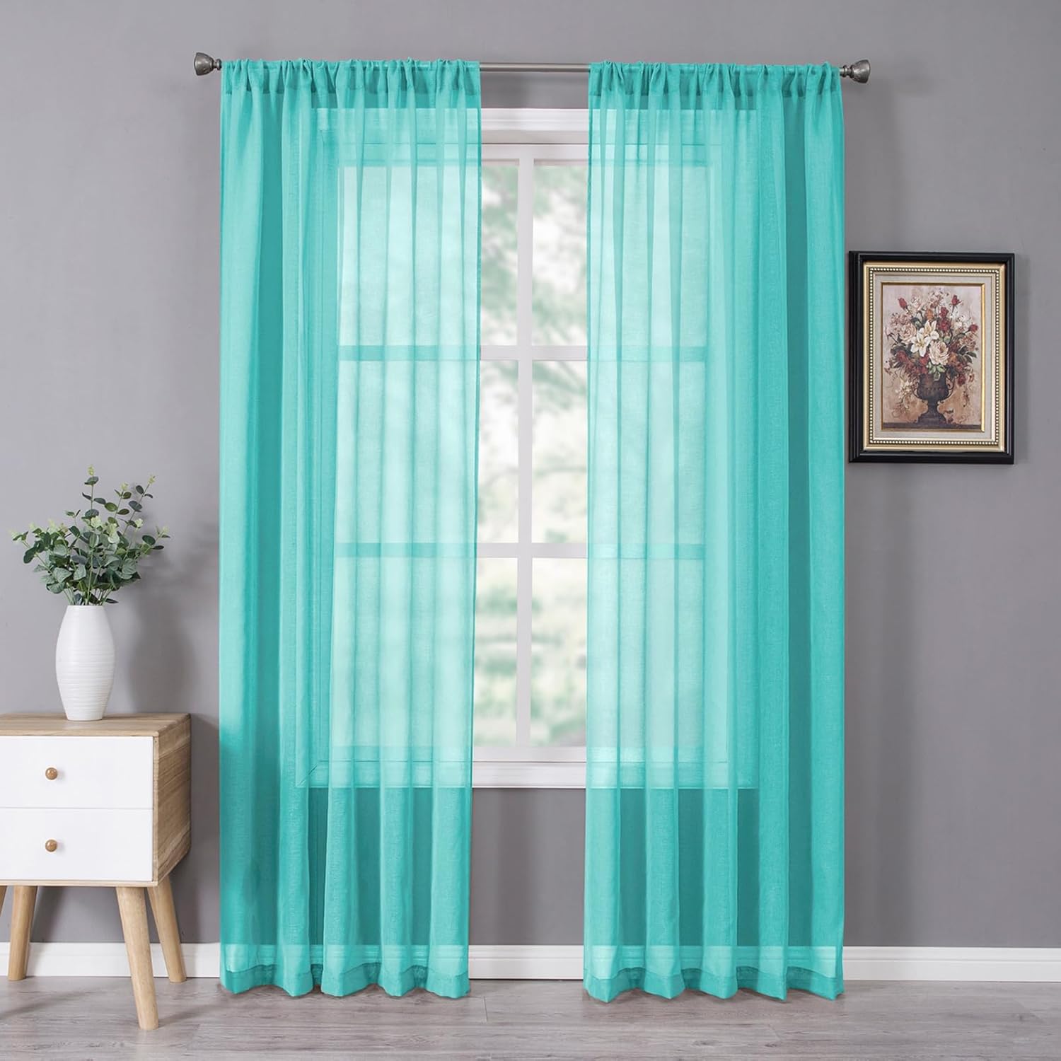 White Linen Sheer Curtain Panels