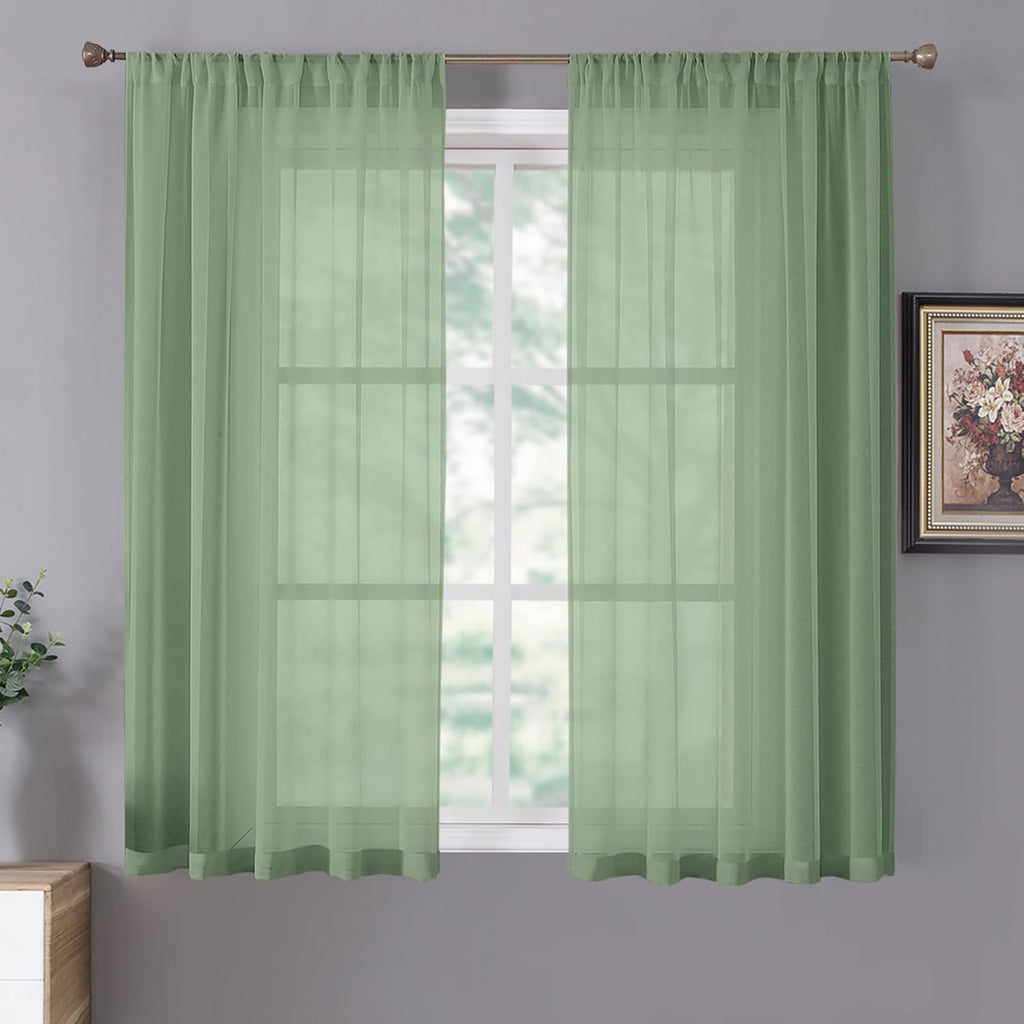 White Linen Sheer Curtain Panels
