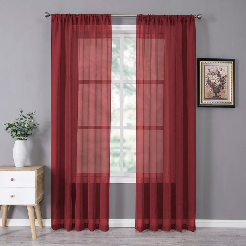 White Linen Sheer Curtain Panels
