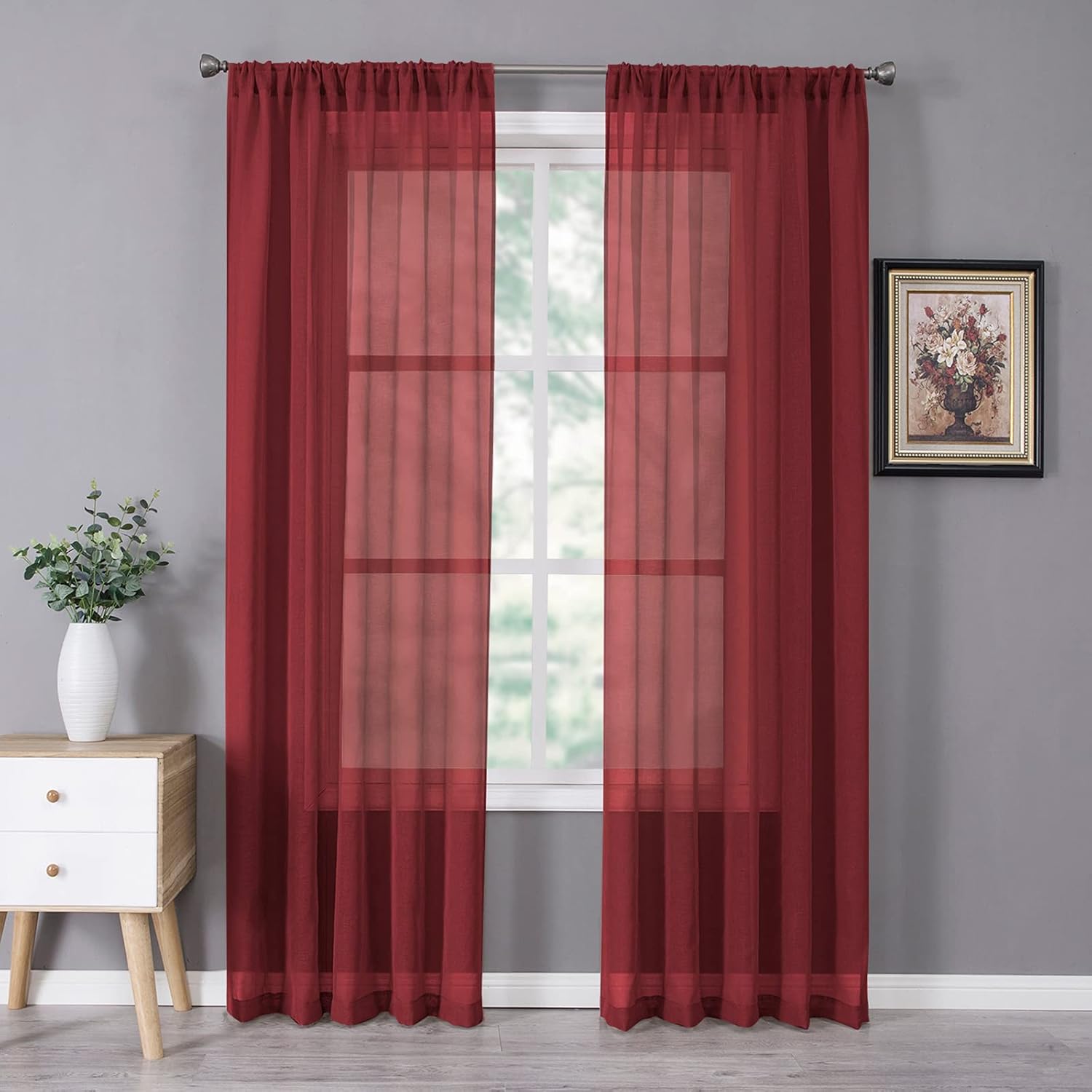 White Linen Sheer Curtain Panels