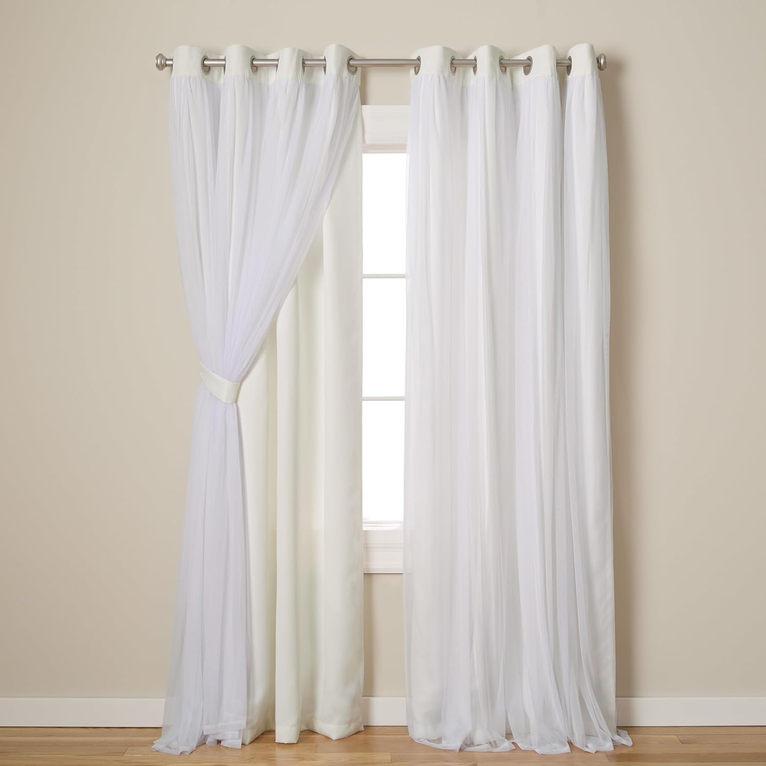 Rose Blush Layered Blackout Curtains
